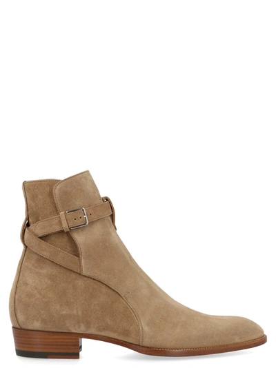 Shop Saint Laurent Wyatt Jodhpur Ankle Boots In Brown