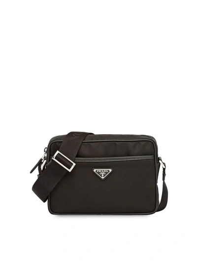 Shop Prada Re-nylon And Saffiano Leather Shoulder Bag In Black