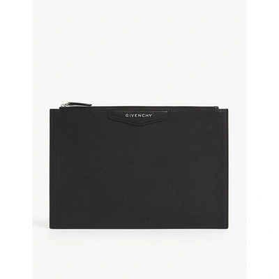 Shop Givenchy Antigona Medium Leather Pouch In 001-black