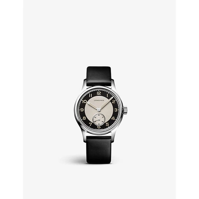 Shop Longines Women's Black L2.330.4.93.0 Heritage Classic - Tuxedo Stainless Steel And Leather Watch