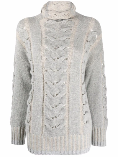 Shop Lorena Antoniazzi Roll-neck Knit Jumper In Grey