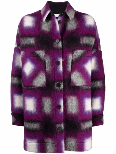 Shop Iro Grid-pattern Shirt Coat In Purple