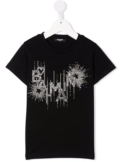 Shop Balmain Glitter-detail Short-sleeved T-shirt In Black