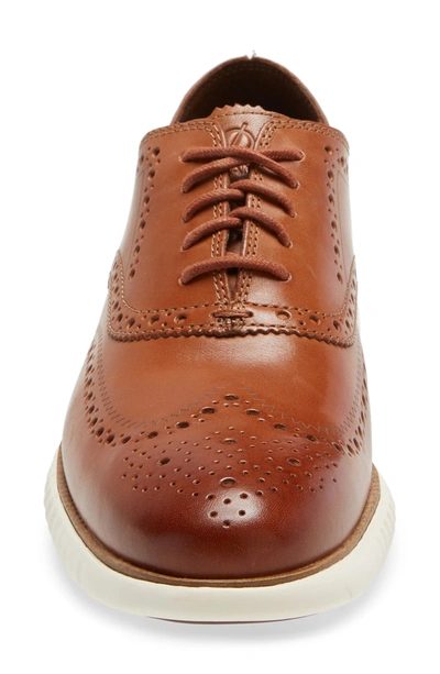 Shop Cole Haan 2.zerogrand Wingtip Oxford In British Tan Leather/ Ivory