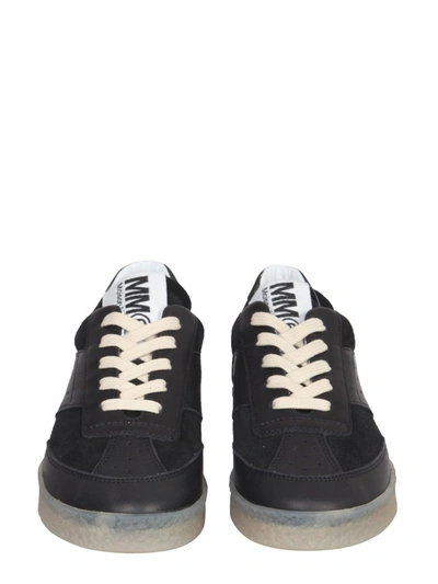 Shop Mm6 Maison Margiela Replica Leather Sneakers In Black