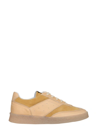Shop Mm6 Maison Margiela Replica Leather Sneakers In Brown