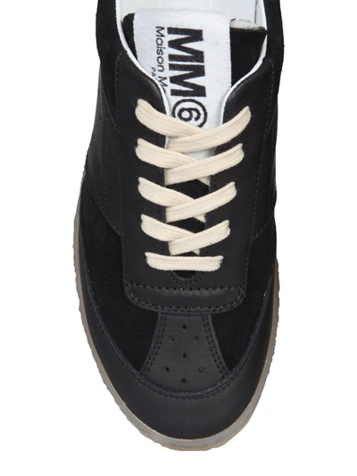 Shop Mm6 Maison Margiela Replica Leather Sneakers In Black