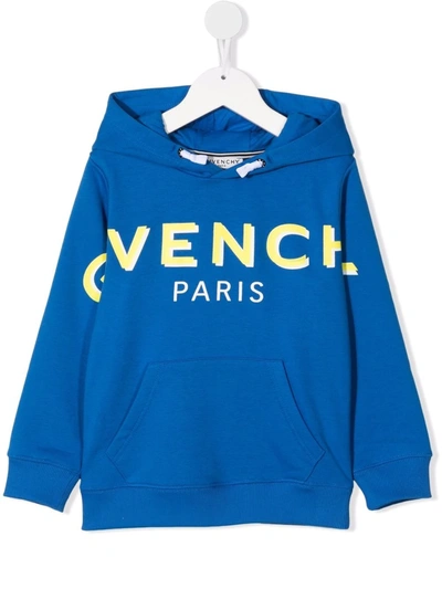Shop Givenchy Teen Logo-print Hoodie In Blue