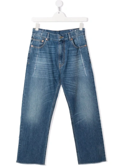 Shop Mm6 Maison Margiela Teen Mid-rise Straight-leg Jeans In Blue