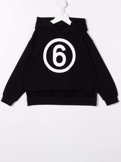 Shop Mm6 Maison Margiela Logo-print Pullover Hoodie In Black