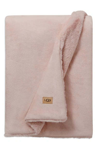 Shop Ugg Coastline Faux Fur Throw Blanket In Rose Tint