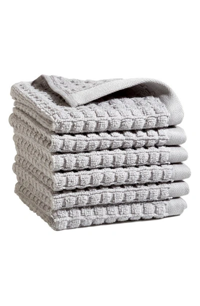 Shop Dkny Quick Dry 6-pack Cotton Washcloths In Grey