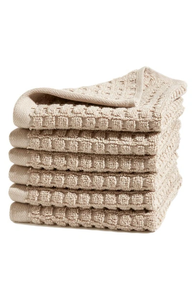Shop Dkny Quick Dry 6-pack Cotton Washcloths In Linen