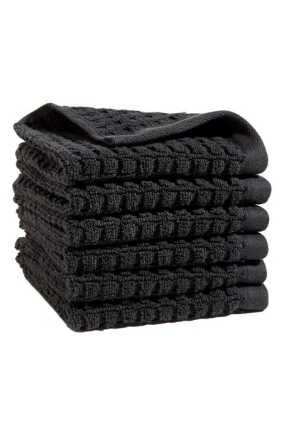 Shop Dkny Quick Dry 6-pack Cotton Washcloths In Black