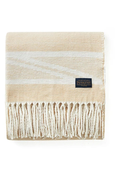 Shop Pendleton Rio Canyon Fringe Throw Blanket In Almond Bluff