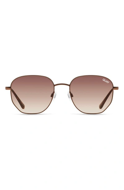 Shop Quay Big Time 54mm Gradient Round Sunglasses In Bronze / Brown Lens