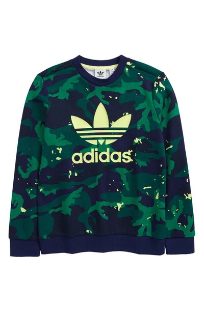 Adidas Originals Kids' Adidas Big Boys Camo Print Crew Sweatshirt In Blue |  ModeSens