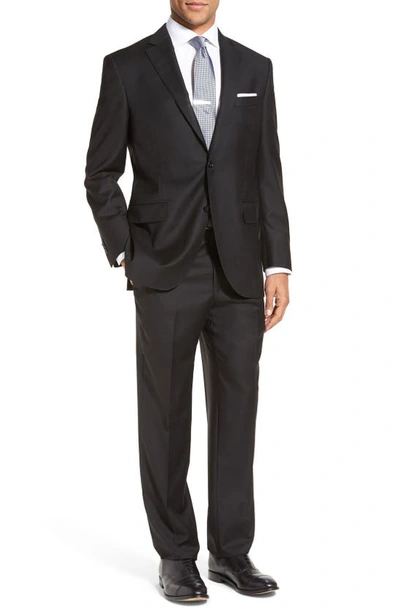 Shop Peter Millar Flynn Classic Fit Solid Wool Suit In Black