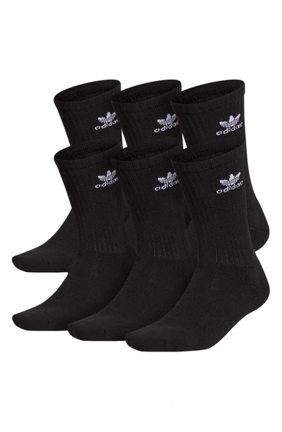 Shop Adidas Originals Trefoil 6-pack Crew Socks In Black