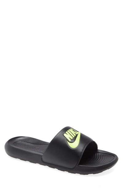 Shop Nike Victori One Sport Slide In Black/ Volt/ Black