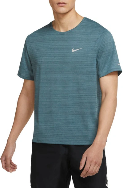 Shop Nike Dri-fit Miler Reflective Running T-shirt In Hasta/ Silver