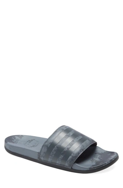 Shop Adidas Originals Adilette Cloudfoam Mono Sport Slide In Silver/ Grey/ Black