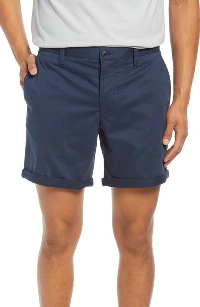 Shop Open Edit Stretch Cotton Skinny Chino Shorts In Navy Eclipse