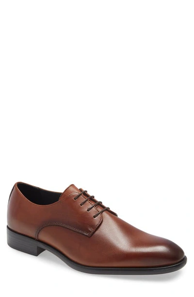 Shop Nordstrom Dax Plain Toe Derby In Tan Leather