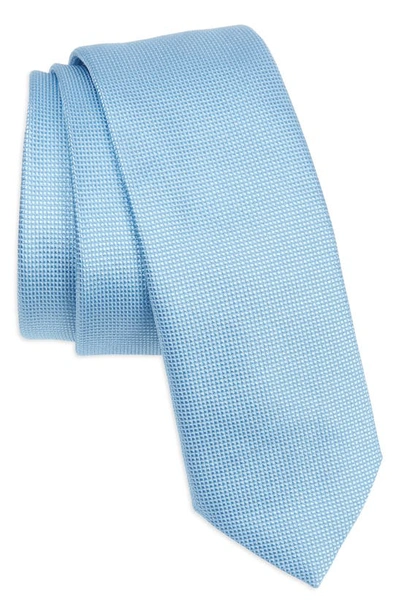 Shop Hugo Boss Solid Silk Skinny Tie In Light/ Pastel Blue