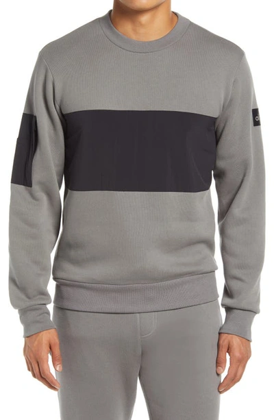 Shop Alo Yoga Traverse Mixed Media Pullover In Shadow Grey