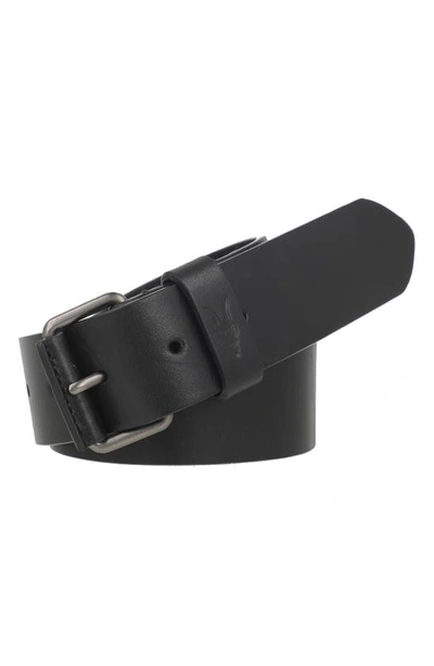 Shop Allsaints Ramskull Leather Belt In Black Gunmetal
