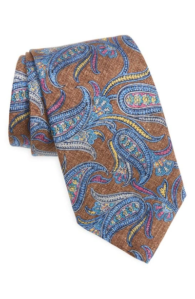 Shop David Donahue Paisley Silk Tie In Chocolate