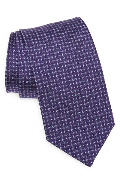 Shop David Donahue Microdot Silk Tie In Purple