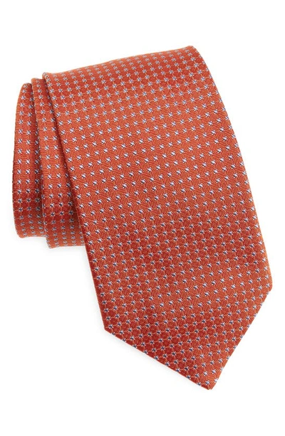 Shop David Donahue Microdot Silk Tie In Orange