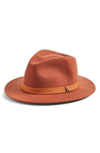 Shop Brixton Messer Packable Felted Wool Fedora In Caramel