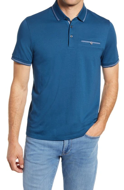 Shop Ted Baker Tortila Slim Fit Tipped Pocket Polo In Teal