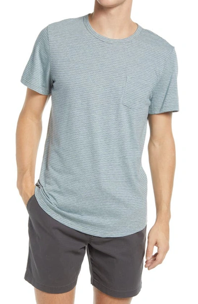 Shop Marine Layer Saddle Hem Pocket T-shirt In Blue Mini Stripe