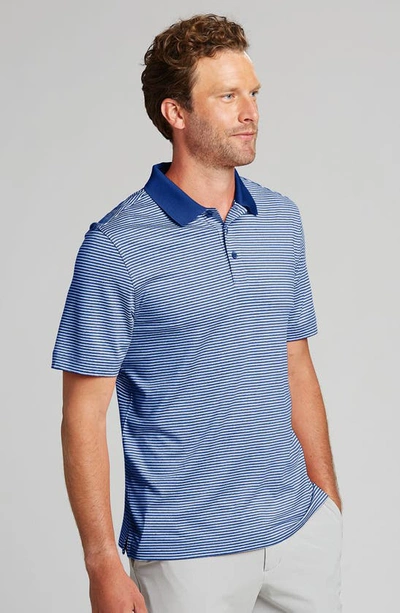 Shop Cutter & Buck Forge Drytec Stripe Performance Polo In Tour Blue