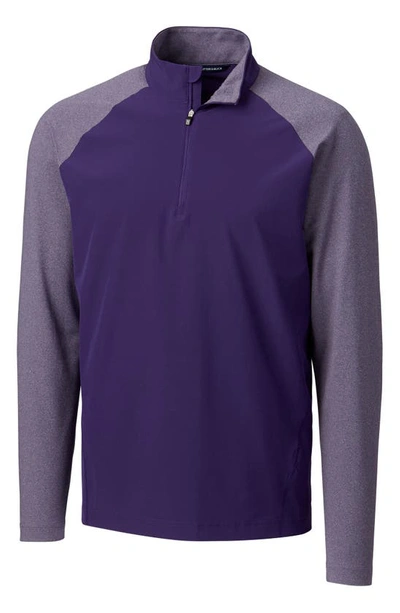 Cutter & Buck Response Hybrid Overknit Quarter Zip Pullover In College Purple