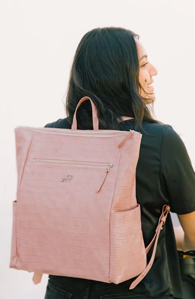 Shop Freshly Picked Minimal Water Resistant Faux Leather Diaper Backpack In Rose