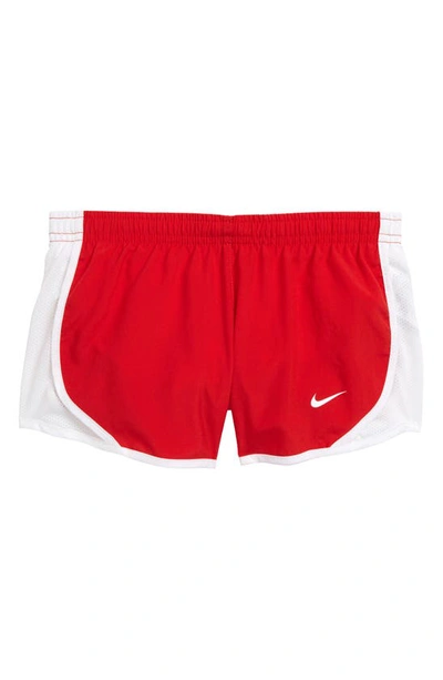 Shop Nike Kids' Dry Tempo Running Shorts In Sport Red/ White/ White/ White