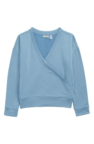 Shop Zella Girl Kids' Peaceful Wrap Sweatshirt In Blue Veil