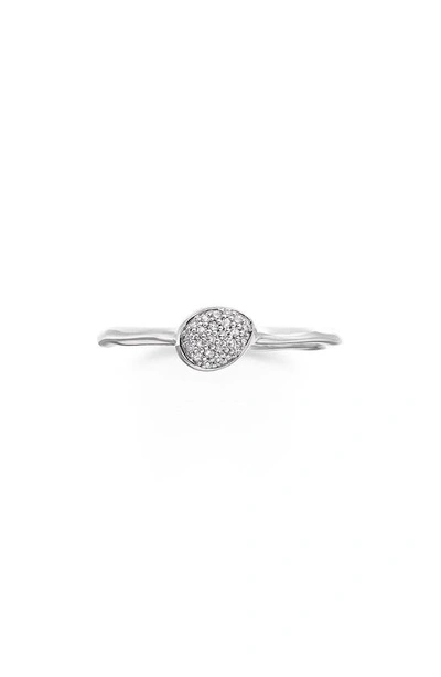 Shop Monica Vinader Siren Small Pavé Diamond Stacking Ring In Silver/ Diamond