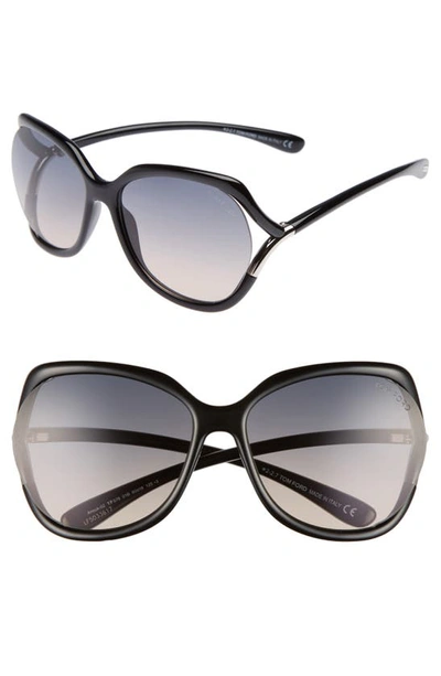 Shop Tom Ford Anouk 60mm Geometric Sunglasses In Black/ Gradient Smoke