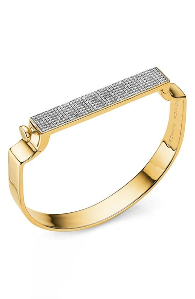 Shop Monica Vinader Signature Diamond Bangle In Gold/ Diamond