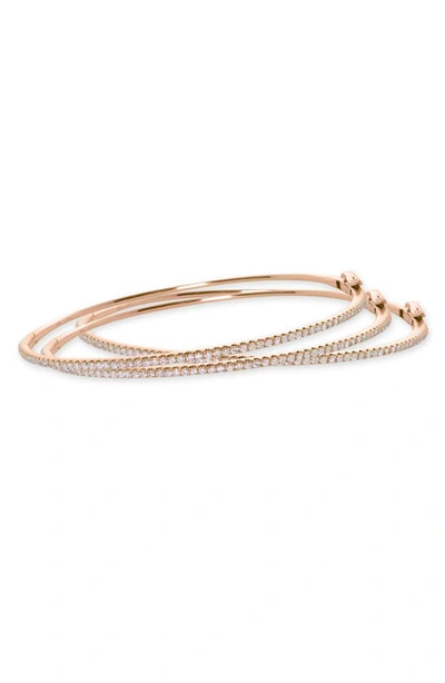 Shop Bony Levy Skinny Stackable Diamond Bangle In Rose Gold