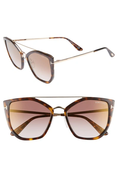 Shop Tom Ford Dahlia 55mm Sunglasses In Brown