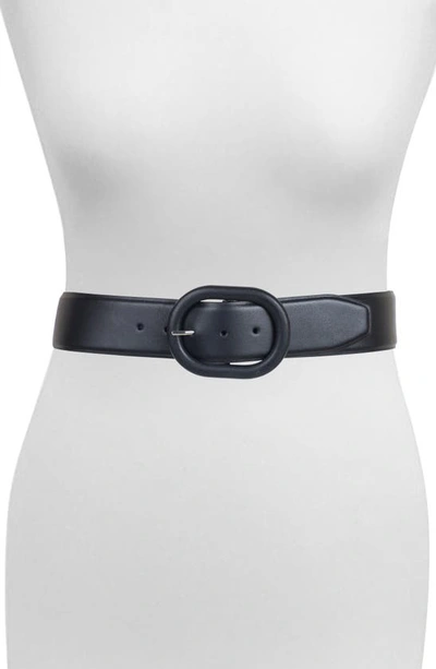 Shop Rebecca Minkoff Covered Buckle Leather Belt In Black