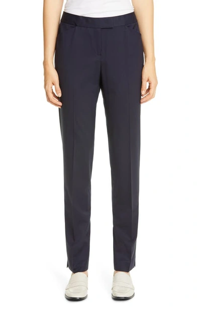 Shop Lafayette 148 Irving Skinny Stretch Wool Pants In Ink