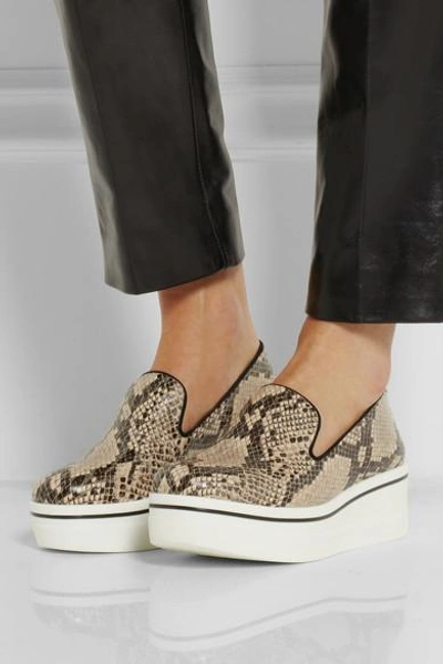 Shop Stella Mccartney Glossed Snake-effect Faux Leather Sneakers In Animal Print